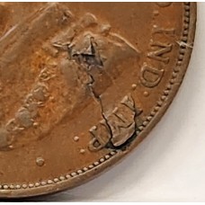 AUSTRALIA 1933 . ONE 1 PENNY . ERROR . MAJOR PLANCHET FLAWS